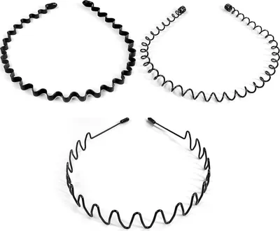 Produktbild von 3 Stück Metall Haarband, Rutschfestes Elastisches Haarreif, 6 mm Wellenmuster, ideal für Herren und Damen, Outdoor Sports und Yoga