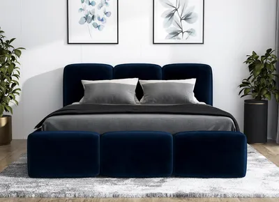 Produktbild von Polsterbett STAR -OM 90 x 200 mit Bettkasten. Farbe: Blau