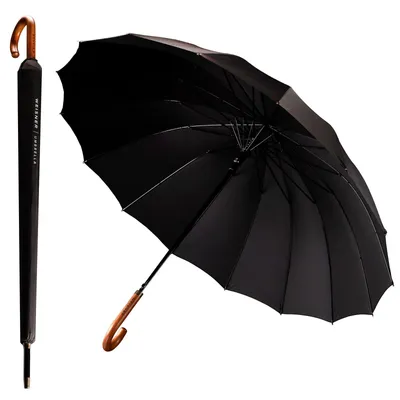 Produktbild von Regenschirm Automatik, WEISNER CAPITOL Stockschirm, 16 FlexiGlass-Streben, Holzgriff, Teflonbeschichtet, Windschutzsystem, mit elegantem Etui