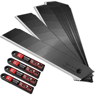 Obrázek produktu pro Náhradní čepele 18 mm, 40 kusů, SK2, profesionální, pro řezačky, vhodné pro koberce, karton, PVC, včetně krabičky