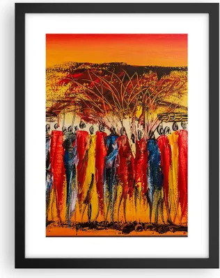Produktbild von Gerahmtes Poster - Schwarzer Rahmen - Afrika Stamm - 30x40 cm - Wand Bild - Wanddeko - Wandbilder - Kunstposter - Wandposter - Bilderrahmen - Bilder - Kunstdruck - Wandbild - P2BPA30x40-3752