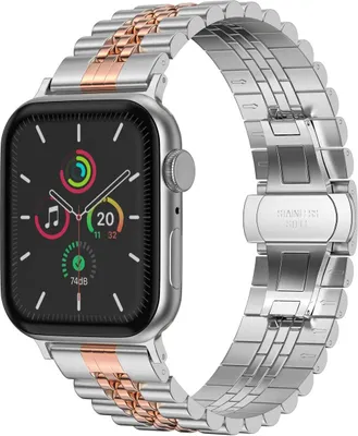 Produktbild von Selencia Jubilee-Edelstahlarmband für Watch Series 1 t/m 9 / SE (38/40/41 mm) | Series 10 / 11 (42 mm) - Zilver & Rosé Goud / Silver & Rose Gold