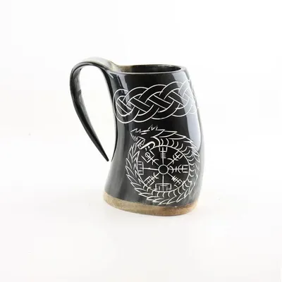 Produktbild von Wikinger Trinkbecher Odin - Wikinger Becher - Wikinger Bierhorn - Wikinger Trinkhorn - Mittelalterliches Trinkhorn - Nordisches Trinkhorn