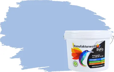 Produktbild von RyFo Colors Bunte Wandfarbe Manufakturweiß Horizontblau 3l - weitere Blau Farbtöne und Größen erhältlich, Deckkraft Klasse 1, Nassabrieb Klasse 1