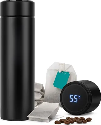 Obrázek produktu pro Termohrnek Montessa 500 ml s LED ukazatelem teploty, nepropustný, do auta, na kávu a čaj