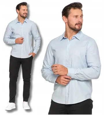 Produktbild von Moraj - Herrenhemd Blau - Leinenhemd Größe M - Hemd langarm - klassisches Hemd