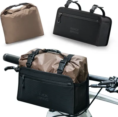 Image de ROCKBROS Imperméable Vélo Sacoche de guidon détachable avec panier vélo Sacoche 5,5L Marron