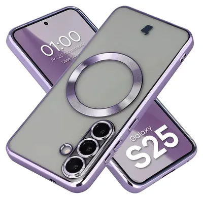 Produktbild von Handyhülle mit Kameraschutz und Magnetring für Galaxy S25, Bizon Case GuardO, Transparent-Violet
