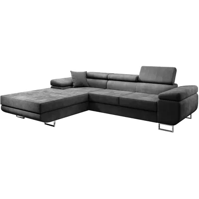 Produktbild von Beautysofa Ecksofa ALONS L-Form mit Schlaffunktion und Bettkasten Velour-Stoff in Grau, Seite links