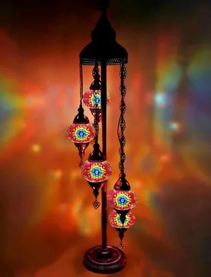 Produktbild von Vloerlamp aus handgefertigtem türkischem Mosaik - bunte Stehlampe für eine gemütliche Atmosphäre - LED