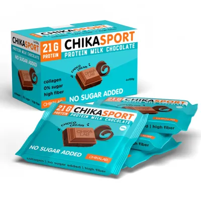 Zdjęcie produktu dla Czekolada mleczna ChikaSport 100g - Smak nadzienie czekoladowe