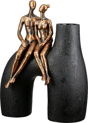 Image de Gilde Vase, Frau, Mann, "Movement", Kunstharz, schwarz, VE 1, L. 11.5 cm, B. 20 cm, H. 25.5 cm 58137 4063387581377
