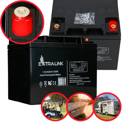 Produktbild von Extralink AGM 12V 40Ah Akku Batterie Elektronik Wartungsfrei Ideal für Camping, Wohnmobil & Batterie Solaranlagen