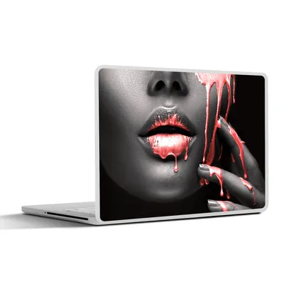 Produktbild von MuchoWow® Laptop Aufkleber Sticker Cover Lippen - Rot - Schwarz 36.5x27.5 cm - Laptop-Sticker