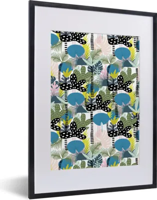 Produktbild von MuchoWow® MuchoWow® Gerahmtes Poster Dschungel - Pflanzen - Farben 30x40 cm - Poster mit zchwarzem Bilderrahmen - Wandposter Schlafzimmer