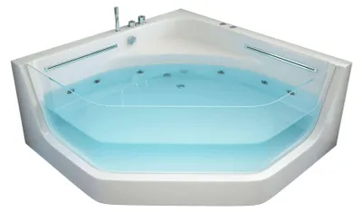 Produktbild von HOME DELUXE - Whirlpool Badewanne - PACIFICO weiß mit Lichtherapie und Massage - Maße 150 x 150 x 55 cm I Eckwanne, Indoor Badewanne, 2 Personen