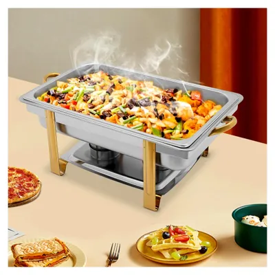 Produktbild von Edelstahl-Warmhaltebehälter mit Deckel, Speisenwärmer für Buffets, Partys, Hotels und Familienfeiern, 63×35×32 cm