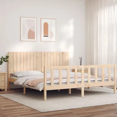 Produktbild von The Living Store Massivholzbett mit Kopfteil