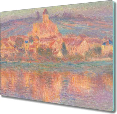 Produktbild von Coloray Schneidebrett Herdabdeckplatte 60x52 cm Kochplattenabdeckung Hackbrett Küchenbrett - Sonnenuntergang Monet Vetheuil