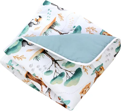 Produktbild von TupTam Baby Spielmatte Kinder Große Spieldecke Gepolstert XXL Krabbeldecke 120 x 120 cm Babyzimmer Schlafteppich, Farbe: Dschungeltiere Weiß / Grün / Beige