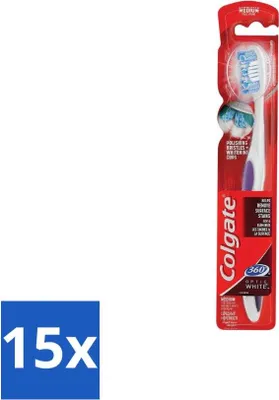 Produktbild von Colgate Zahnbürste 360 Optic White Medium-Weiß - Vorteilspack - 15 Stücke