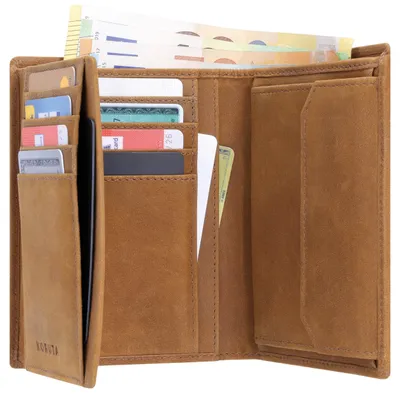 Imagen del producto de Solidchoice: Billetera de cuero para hombre con protección RFID y compartimento para monedas