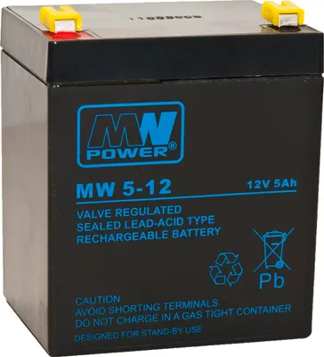 Zdjęcie produktu dla Mw 5-12: Akumulator Agm 12V/5Ah 90*70*107 (T1)