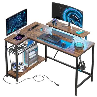 Immagine prodotto di Tavolo da gioco Scrivania da gioco a forma di L, 122x82 cm Scrivania con scaffale, scrivania angolare