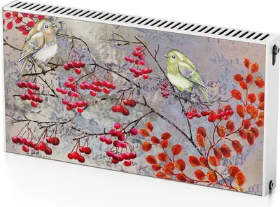Produktbild von Herbstvögel – Magnetische Heizkörperabdeckung – 110x60 cm – Magnet Heizkörperabdeckung – 3D Würfel – Heizkörperverkleidung – Magnetische Wandverkleidung – Wetterfest