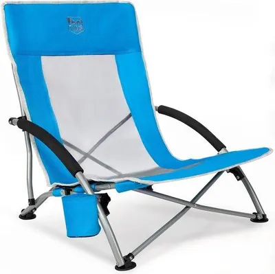 Produktbild von Famanu Strandstuhl Faltbar - Inkl. Tragetasche & Becherhalter - Leichter Campingstuhl - Mit Rückenlehne - Blau