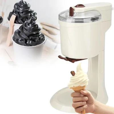 Obrázek produktu pro Mini stroj na zmrzlinu – Automatický výrobník zmrzliny s kapacitou 1 litr a 4D míchacími lopatkami, barva béžová