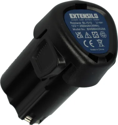 Produktbild von EXTENSILO Akku Ersatz für Black & Decker BL1310, BL1110, BL1510, LBXR12, LBX12, LB12 für Werkzeug (2500 mAh, Li-Ion, 12 V)