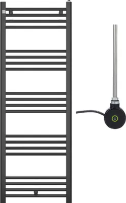Immagine prodotto di Granitan | Radiatore da bagno PUERTO - 140/50 cm - Nero - Design moderno - Con cartuccia elettrica di riscaldamento