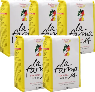 Produktbild von BIELMEIER Pizzamehl 14% Protein Tipo 00 (T405) 5 Stück á 1kg Küchenmeister