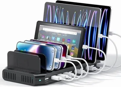 Zdjęcie produktu dla 10-Port Multi-Device USB-Ladestation Handy Tablet Ladestation Schwarz - potrzebna stacja ładująca