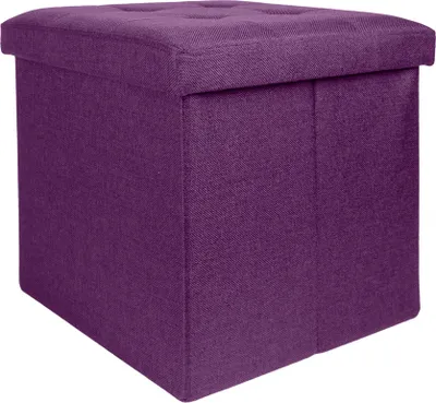 Produktbild von Intirilife Faltbare Sitzhocker 30x30x30 cm in NEBEL LILA - Sitzwürfel mit Stauraum und Deckel aus Stoff mit Mulden - Sitzcube Fußablage Aufbewahrungsbox Truhe Sitzhocker