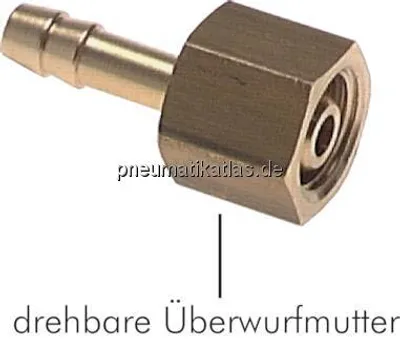 Produktbild von Schlauchtülle mit drehbarer Überwurfmutter G 1/ 4" - 9 mm, 16 bar Messing