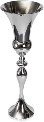 Image de Grand vase de sol - Vase standard - Décoration intérieure - Surface en laiton argenté - 74 cm - Argent