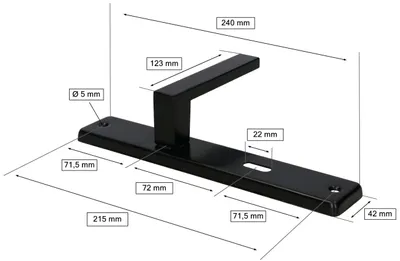 Produktbild von KOTARBAU Türdrückergarnitur Schwarz Edelstahl, 72mm Entfernung, Schild 240x42mm, Türklinke 123mm, für Buntbart & Profilzylinder, Innen- & Außentüren, ergonomischer Griff, wetterfest, inkl. anpassbarem Vierkant