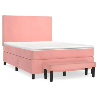 Produktbild von Boxspringbett mit Matratze Rosa 140x190 cm Samt