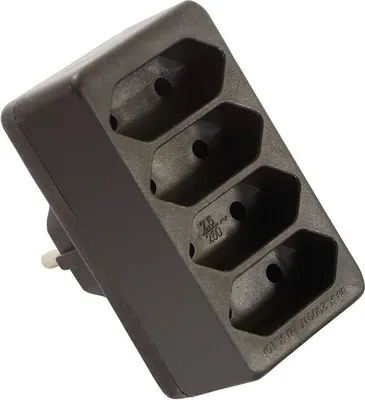 Produktbild von as-Schwabe Schutzkontaktstecker auf 4 Euro-Stecker 230V 16A Adapter Schwarz IP20