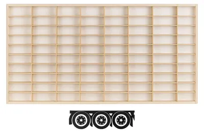 Produktbild von ArtTwist Trailer für Modellauto Vitrine | Hot Wheels Aufbewahrung zu 80 Fächen | Sammlervitrine Hängend 78,5cm x 40cm x 4cm | Setzkasten Holz für Wanddeko und Organisation (K02)