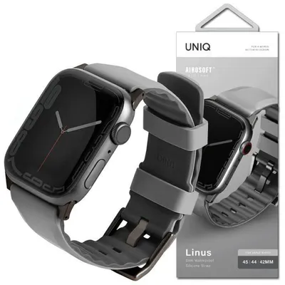 Produktbild von Uniq Band Linus Apple Watch Serie 4/5/6/7/8/Se/Se2/Ultra 42/44/45Mm. Airosoft Silikon Grau/Kreidegrau