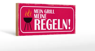 Produktbild von Holzschild Spruch 27x10cm mein Grill meine Regeln