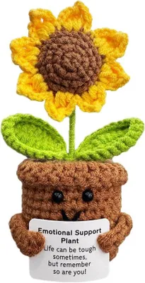 Produktbild von Sonnenblumen-Deko – Geschenk für Damen und Herren – Handgehäkelte Garnpuppe – Dekorative Sonnenblume – Für Geburtstag, Weihnachten, Valentinstag