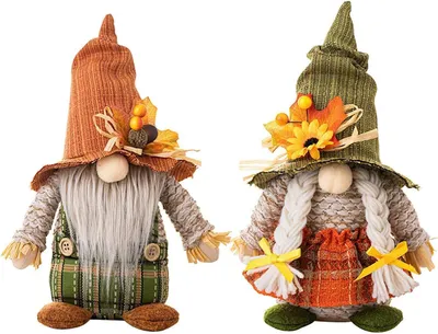 Produktbild von Herbst-Gonk-Plüschzwerge, Herbstdekorationen, Thanksgiving, abgestuftes Tablett, Dekoration, handgefertigt, Ernte, Sonnenblume, Ahornblatt, Elf, Zwerg,2 Stück