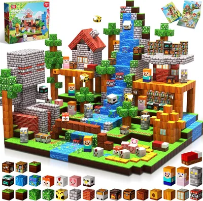 Produktbild von Goody King Magnetische Bausteine 200 Teile – Magnetbausteine mit Wald- & Wiesen-Thema – Magnetspielzeug STEM Montessori Lernspielzeug mit Tiermotiven für Kinder ab 3 Jahren