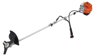 Produktbild von Benzin Freischneider Rasentrimmer - 2-Takt Motorsense 42,7 cc - 6500 U/min - U-Griff mit Schultergurt - 3 Schneidköpfe - Orange-Schwarz