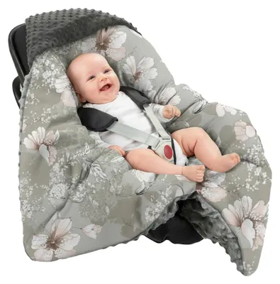 Produktbild von Minky-Schlafsack 80x80cm für Autositz, Babytragetuch, Pucktuch - Hibiskus