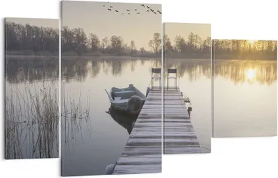 Produktbild von Bild auf Leinwand - Leinwandbild - 4 Teile - Brücke Westen die Sonne - 120x70cm - Wand Bild - Wanddeko - Wandbilder - Leinwanddruck - Bilder - Wanddekoration - Leinwand bilder - DL120x70-4197